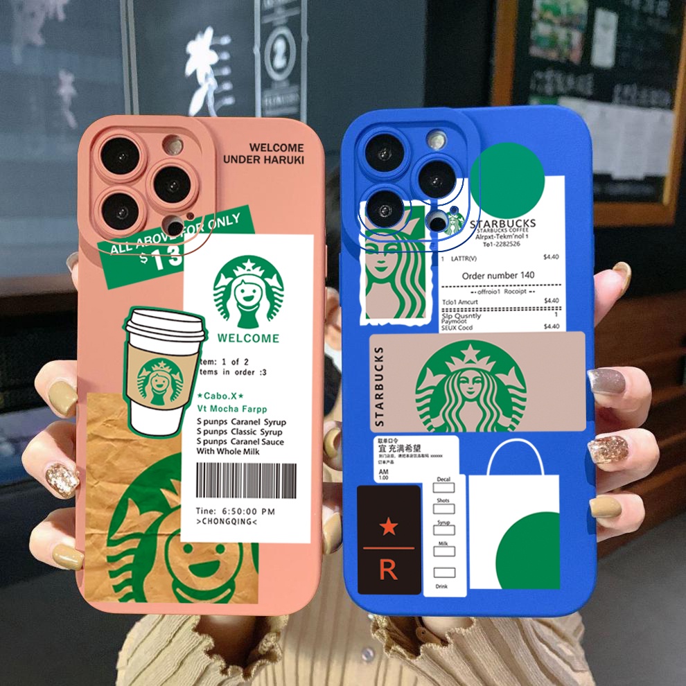 Ốp Điện Thoại Viền Vuông Họa Tiết Starbucks Thời Trang Cho Xiaomi Redmi Note 12 12S 4G Pro 5G 9S 9A 12C