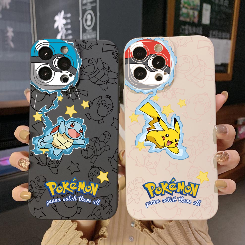 Ốp Điện Thoại Viền Vuông Hình Pokemon Pikachu Cho Xiaomi Redmi Note 12 12S 4G Pro 5G 9S 9A 12C