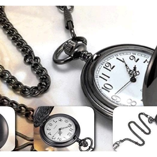 Đồng Hồ Quả Quýt unisex Bằng Thép Màu Đen Chất Lượng Cao Phong Cách vintage