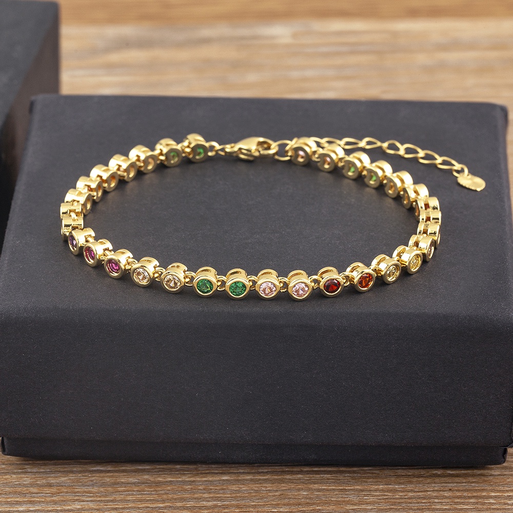 Vòng Tay Đính Đá Zircon Lấp Lánh Tùy Chỉnh 6 Màu Thời Trang Cho Nữ