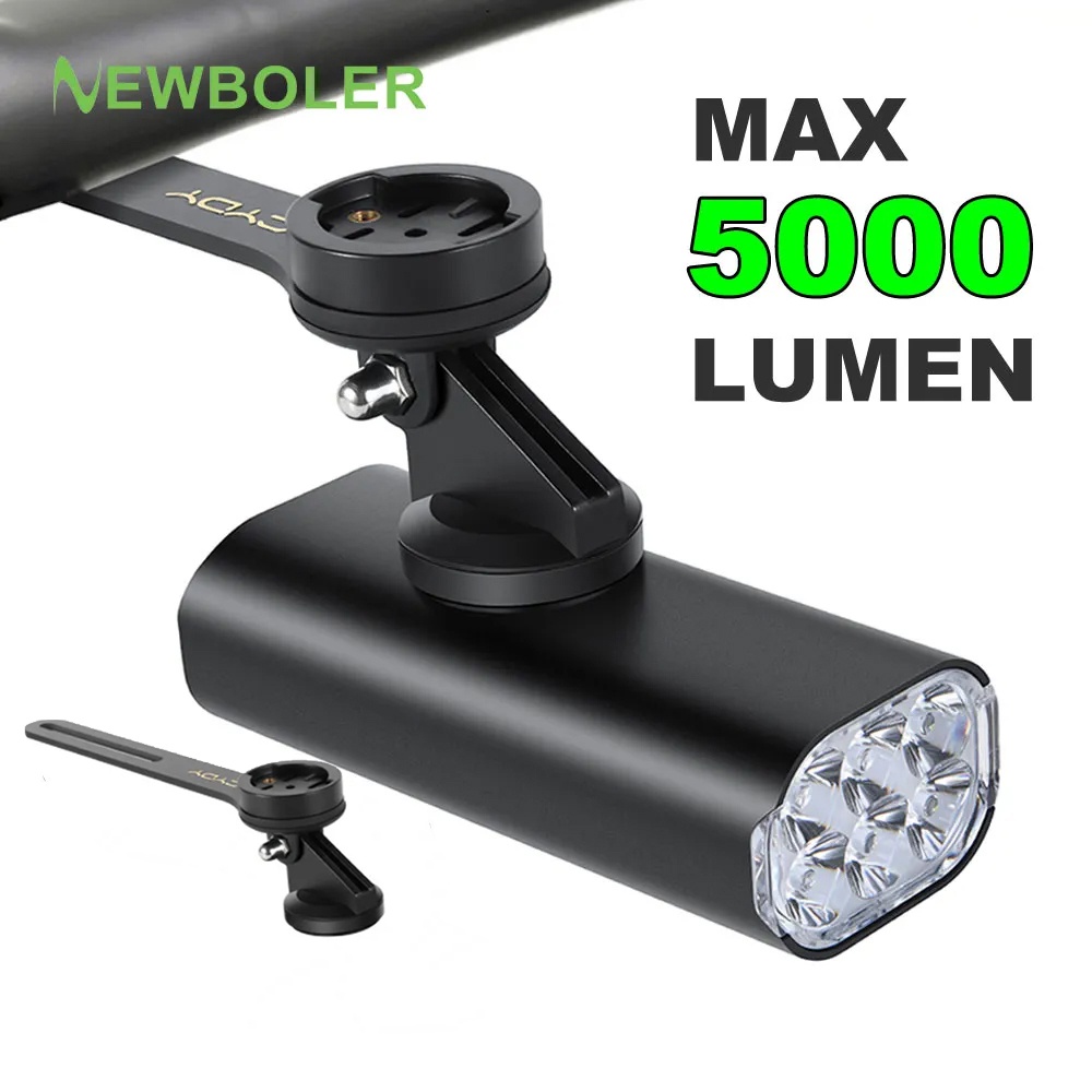 NEWBOLER 5000 Lumen Xe đạp Đèn 6 Đèn LED 4800mAh Xe đạp Nâng Head Light C Loại sạc Xe đạp MTB Đèn pha IPX6 Đèn pin xe đạp không thấm nước