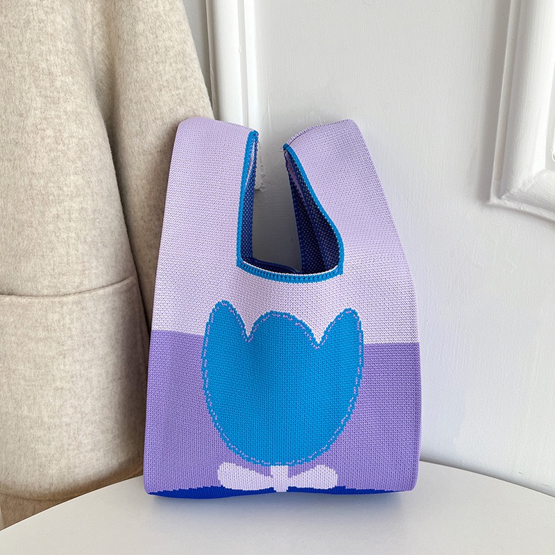 Túi Đeo Vai Đan Len Đính Hoa Thời Trang Xinh Xắn Cho Bé Gái