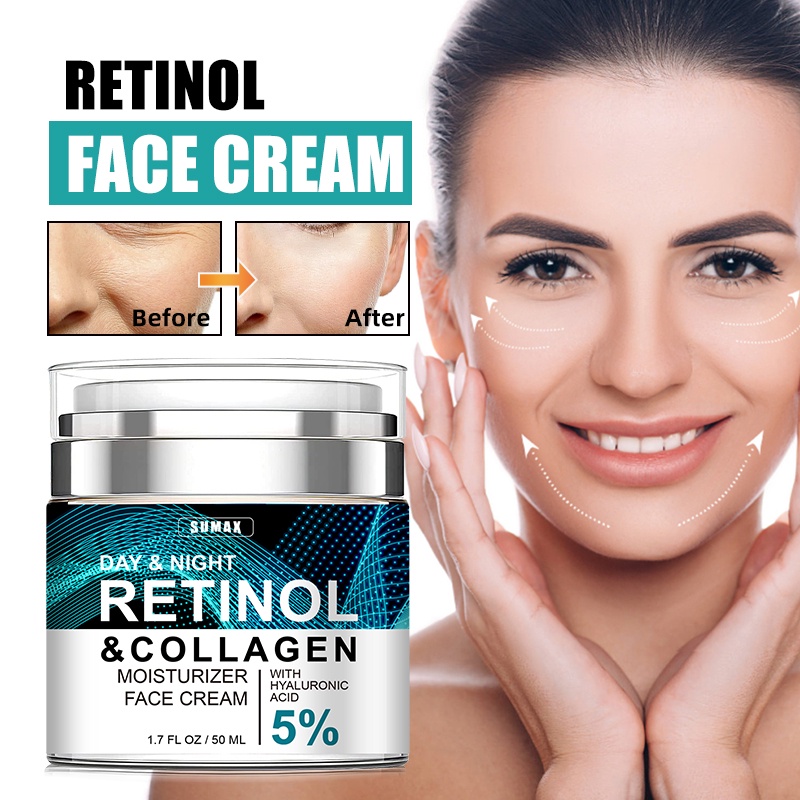 RUOALL Kem Retinol Chứa Axit Hyaluronic Collagen Giúp Dưỡng Ẩm Nâng Cơ Mặt Chống Lão Hóa Và Nếp Nhăn Cho Nam Và Nữ 50G