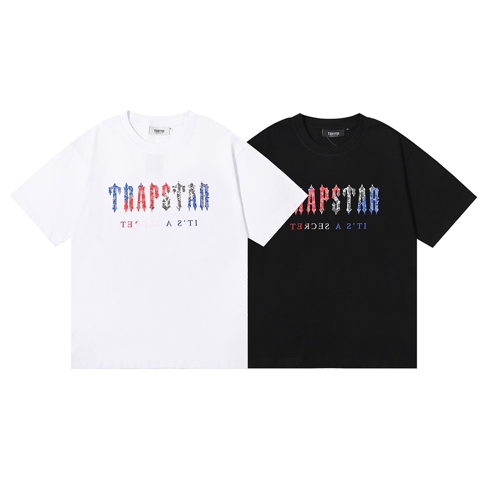 Áo Thun Cotton Hai Sợi Tay Ngắn Dáng Rộng In Chữ Trapstar Nhiều Màu Sắc Chất Lượng Cao Thông Dụng Unisex
