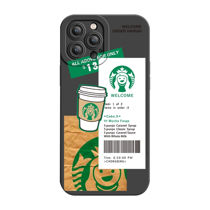 Ốp Điện Thoại Viền Vuông Họa Tiết Starbucks Thời Trang Cho Xiaomi Redmi Note 12 12S 4G Pro 5G 9S 9A 12C