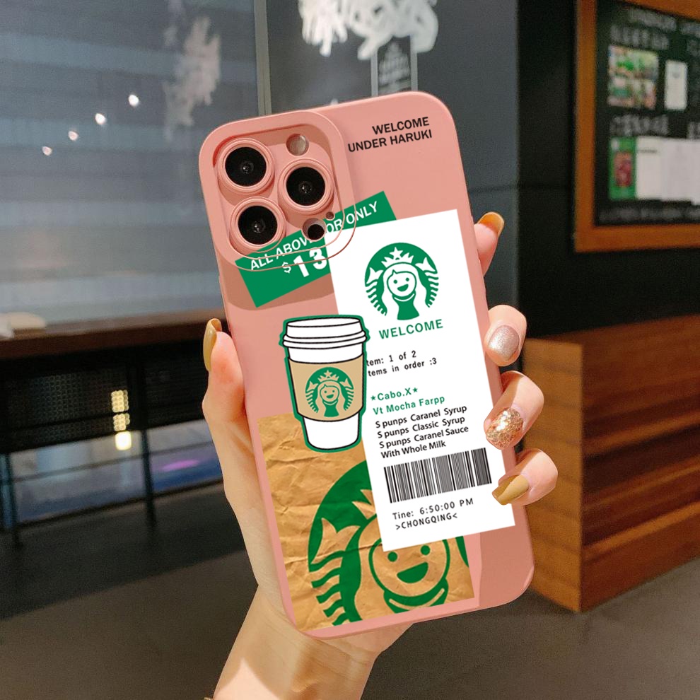Ốp Điện Thoại Viền Vuông Họa Tiết Starbucks Thời Trang Cho Xiaomi Redmi Note 12 12S 4G Pro 5G 9S 9A 12C