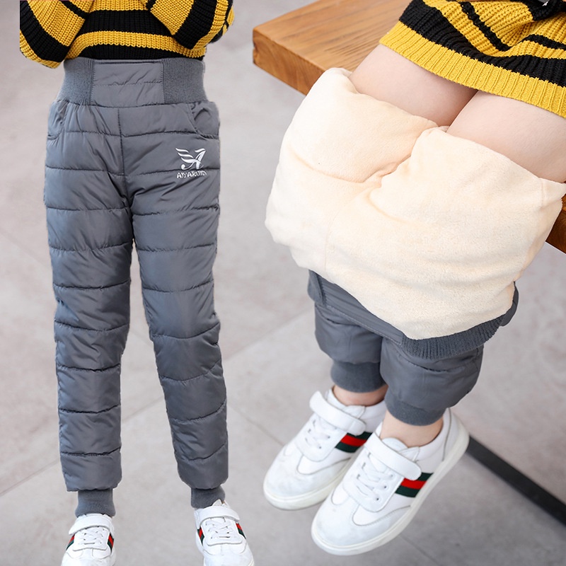 Quần Cotton Đệm Cotton Dày Dặn Giữ Ấm Chống Thấm Nước Thời Trang Mùa Đông Cho Bé Trai Và Gái 3Y-12 Tuổi