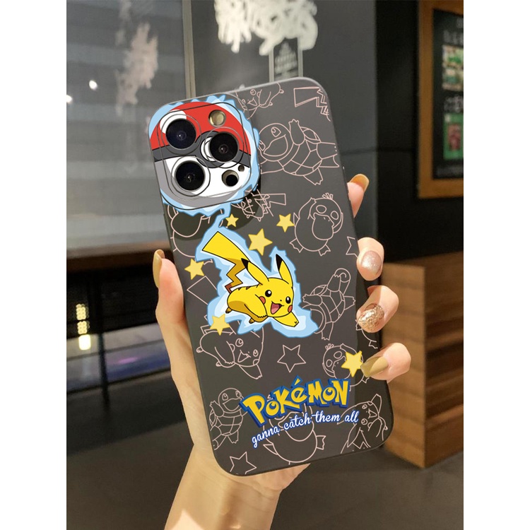 Ốp Điện Thoại Viền Vuông Hình Pokemon Pikachu Cho Xiaomi Redmi Note 12 12S 4G Pro 5G 9S 9A 12C