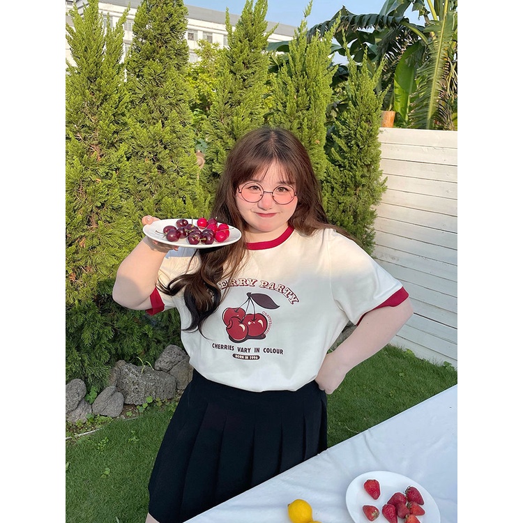 Áo Thun Tay Ngắn Dáng Rộng Cỡ Lớn 300KG 300KG Che Bụng In Họa Tiết Dễ Thương Thời Trang Mùa Hè Cho Nữ