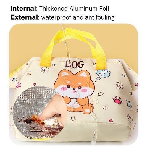 Túi Đựng Hộp Cơm Trưa Lót Giấy Nhôm Dày Dặn Giữ Nhiệt Chống Thấm Nước Họa Tiết Phi Hành Gia Hoạt Hình Dễ Thương