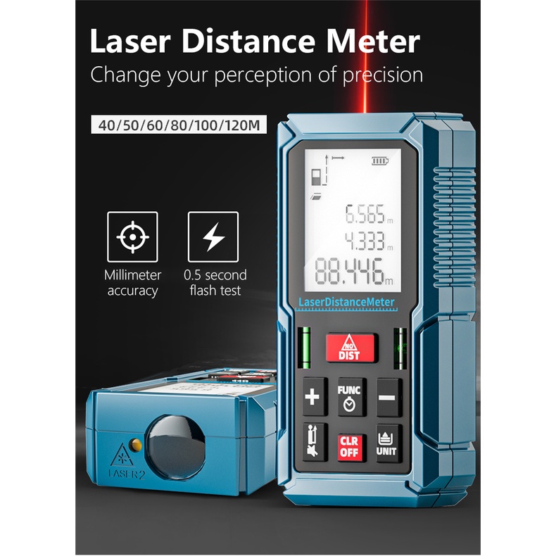 Thước Dây Đo Khoảng Cách Bằng Tia Laser Độ Chính Xác CaoM40/M50/M60/M70/M80/M100/M120