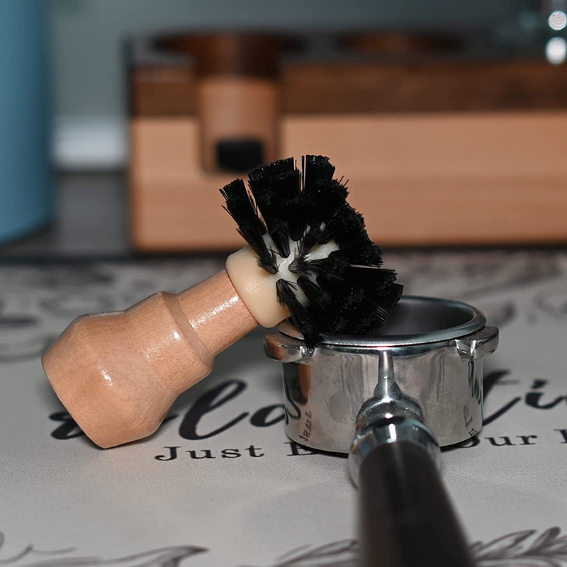 Cọ Vệ Sinh Máy Pha Cà Phê Espresso 51mm 54mm 58mm Tay Cầm Gỗ