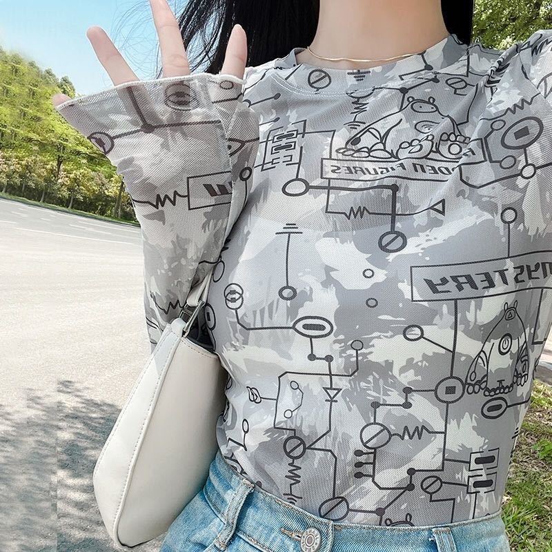 Áo Thun Dài Tay Vải Tuyn Xuyên Thấu Thời Trang Mùa Hè Dành Cho Nữ