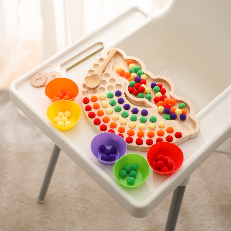 1 Đồ chơi trẻ em Bảng Gỗ Phân Loại Giáo Dục Theo Phương Pháp Montessori Màu Sắc Cầu Vồng Cho Bé