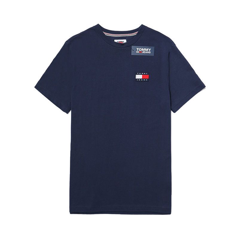 Áo Thun cotton Cổ Tròn Ngắn Tay Thêu Nhãn Hiệu Tommy Thời Trang Unisex