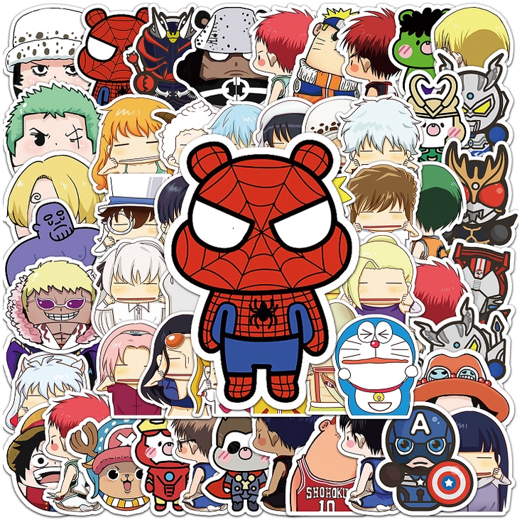 Bộ 50 Miếng Dán Hoạt Hình Chống Thấm Nước Vui Nhộn Trang Trí Xe Hơi / Nhà Cửa