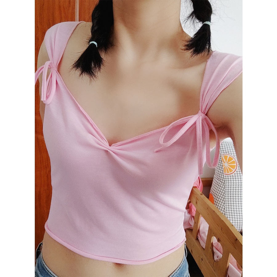 [] Áo Thun Tay Ngắn Cổ Vuông Dáng Ôm Thời Trang Xuân Hè Cho Nữ