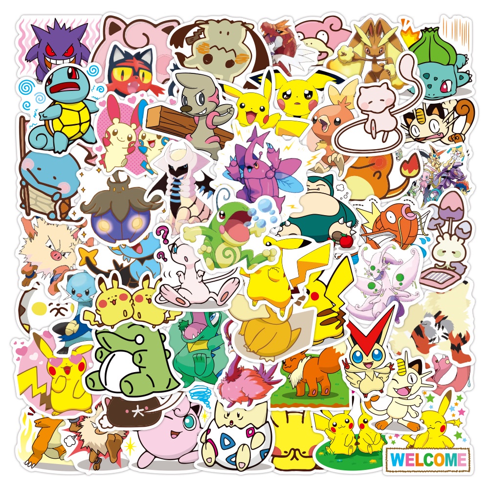 Nhãn Dán Pokemon Pokémon Chống Nước Trang Trí Vali Laptop Xe Máy