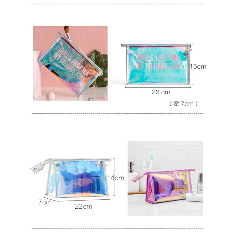 Túi Đựng Mỹ Phẩm Du Lịch Bằng PVC Trong Suốt Chống Thấm Nước Màu laser Đơn Giản