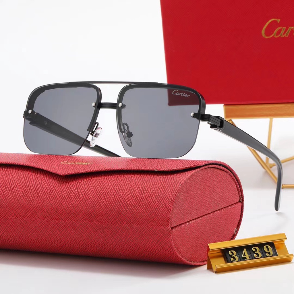 Kính Mát Cartier 2023 Chống Tia UV 3439 UV400 Thời Trang Hàn Quốc Cho Nam Nữ