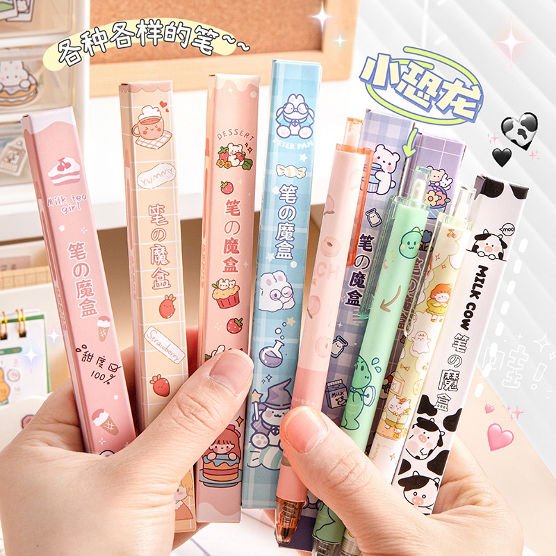 Bút bi bấm kèm hộp cực đẹp làm quà tặng may mắn ngòi 0.5mm