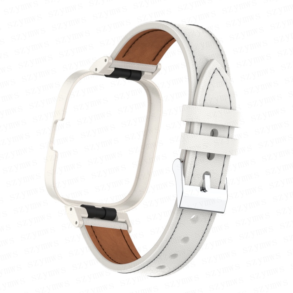 Dây Đeo Bằng Da Và Khung Kim Loại Bảo Vệ Cho Đồng Hồ Thông Minh Redmi Watch 3 / 3 Lite