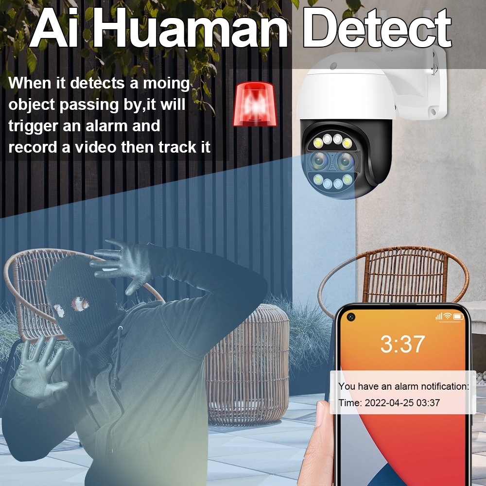 LLSEE icsee camera 2 mắt wifi không dây HD 8MP 4k 8X zoom quang PTZ camera 360 độ tầm nhìn ban đêm theo dõi chuyển động trò chuyện hai chiều