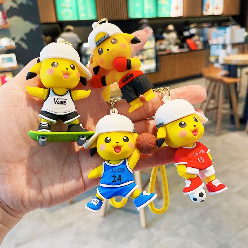 Móc Khóa PVC Hình Quả Bóng Trượt Hoạt Hình Pikachu Cho Nam Nữ