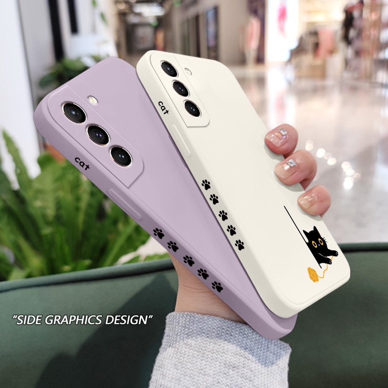 Ốp Điện Thoại Cảm Giác Chạm Thoải Mái Họa Tiết Mèo Cho Samsung Galaxy S21 S20 FE Ultra Plus