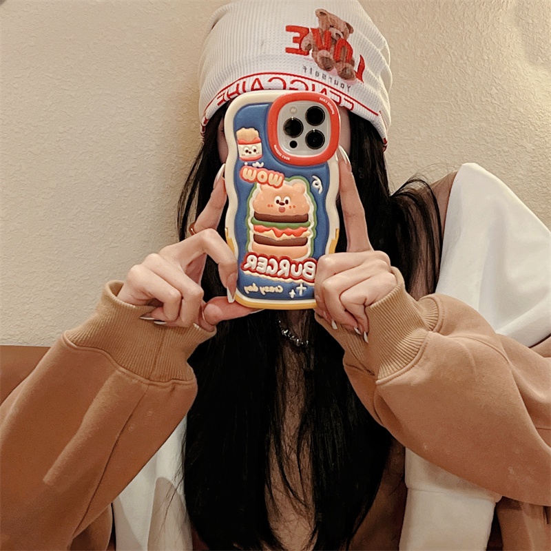 Bao Da Điện Thoại tpu + pu Hình hamburger Cho iphone 15 14 promax 13 pro max 12 11 pro max Ốp