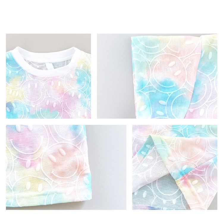 Áo Thun Tay Ngắn Nhuộm Màu Phong Cách Hàn Quốc Thời Trang Mùa Hè Cho Mẹ Và Bé 90-2XL