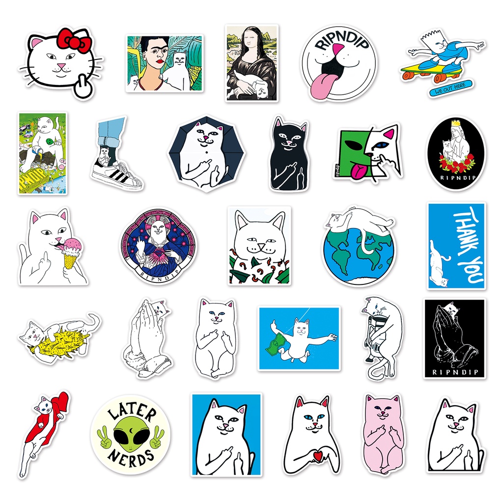 Bộ 56 Miếng Dán Trang Trí Xe Hơi / Nhà Cửa Hình Chú Mèo Vui Nhộn Chống Thấm Nước DIY