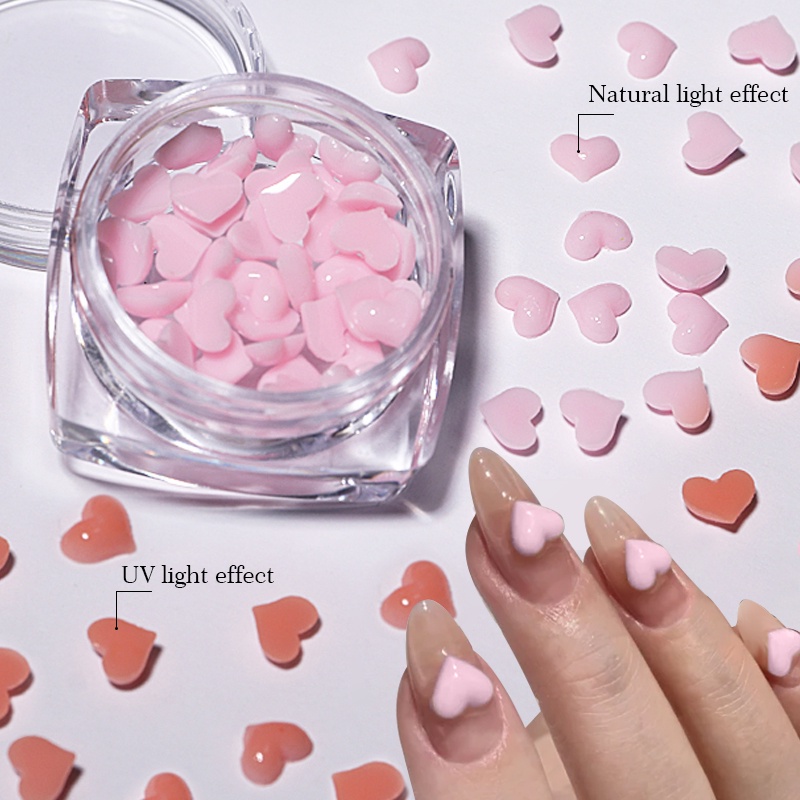 Viên đá 3D UR SUGAR màu trắng hồng trang trí móng tay nghệ thuật