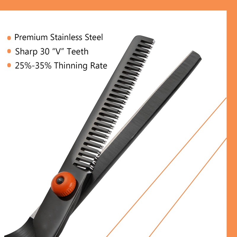 Kéo Cắt Tóc 6inch 4cr Màu Đen Cam Bằng Titan Chất Lượng Cao