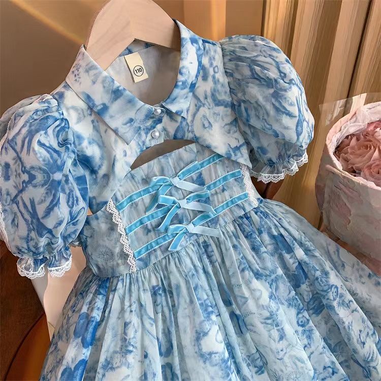 Đầm Sườn Xám Tay Phồng Phong Cách Trung Hoa Mẫu Mới 2023 Thời Trang Mùa Hè Cho Bé Gái