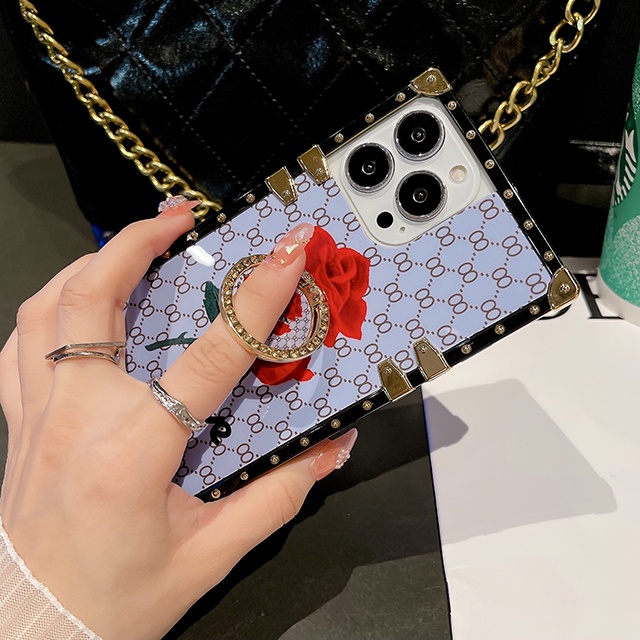 Ốp Điện Thoại Tráng Gương Họa Tiết Hoa Hồng Kèm Giá Đỡ Cho Redmi Note 11 10 9 8 Pro 11S 10S 9S