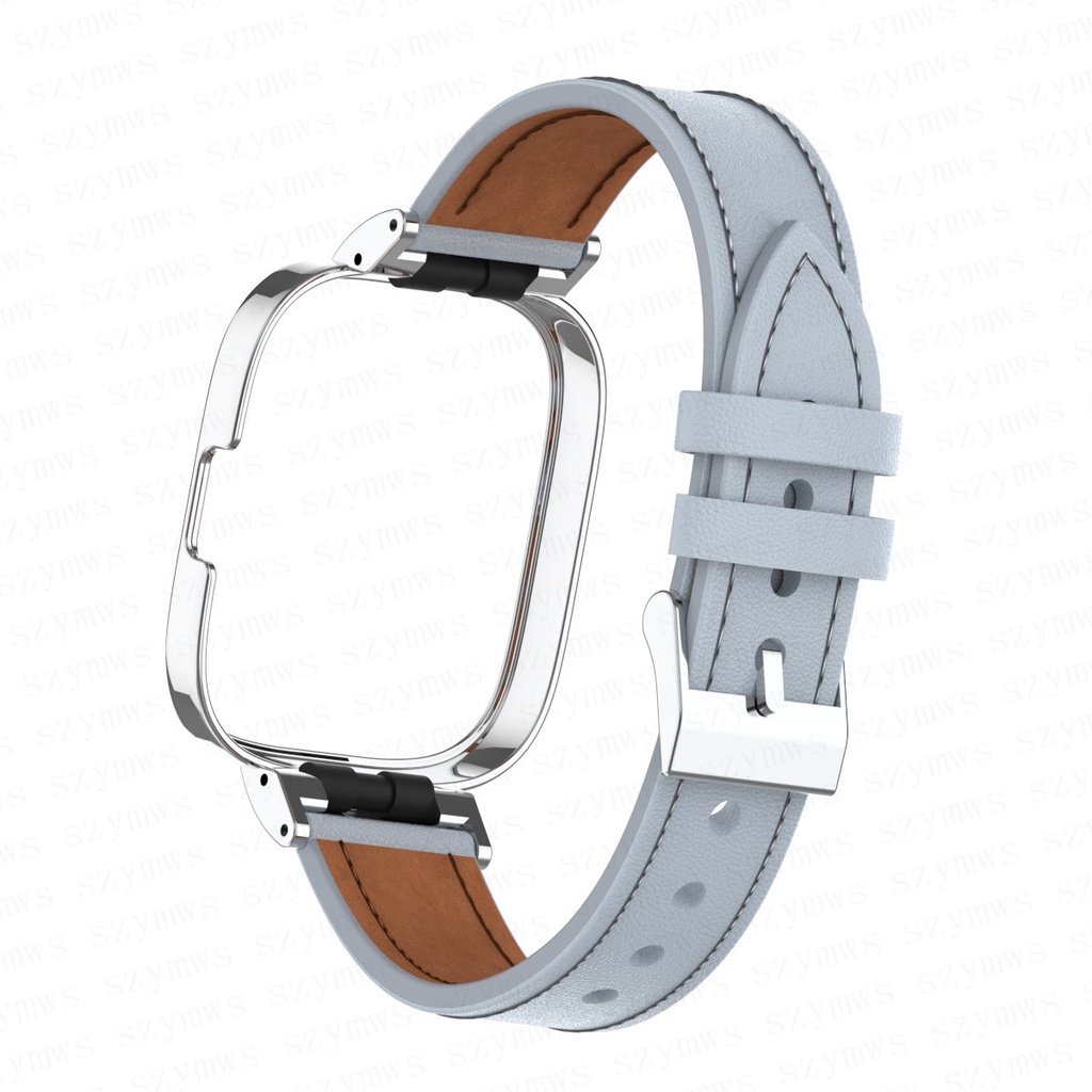 Dây Đeo Bằng Da Và Khung Kim Loại Bảo Vệ Cho Đồng Hồ Thông Minh Redmi Watch 3 / 3 Lite