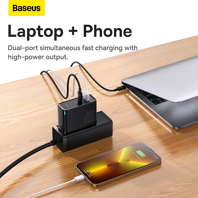 Bộ SạC Nhanh Baseus GaN5 Pro 100W USB Type C PD Cho MacBook / Laptop / ĐiệN ThoạI