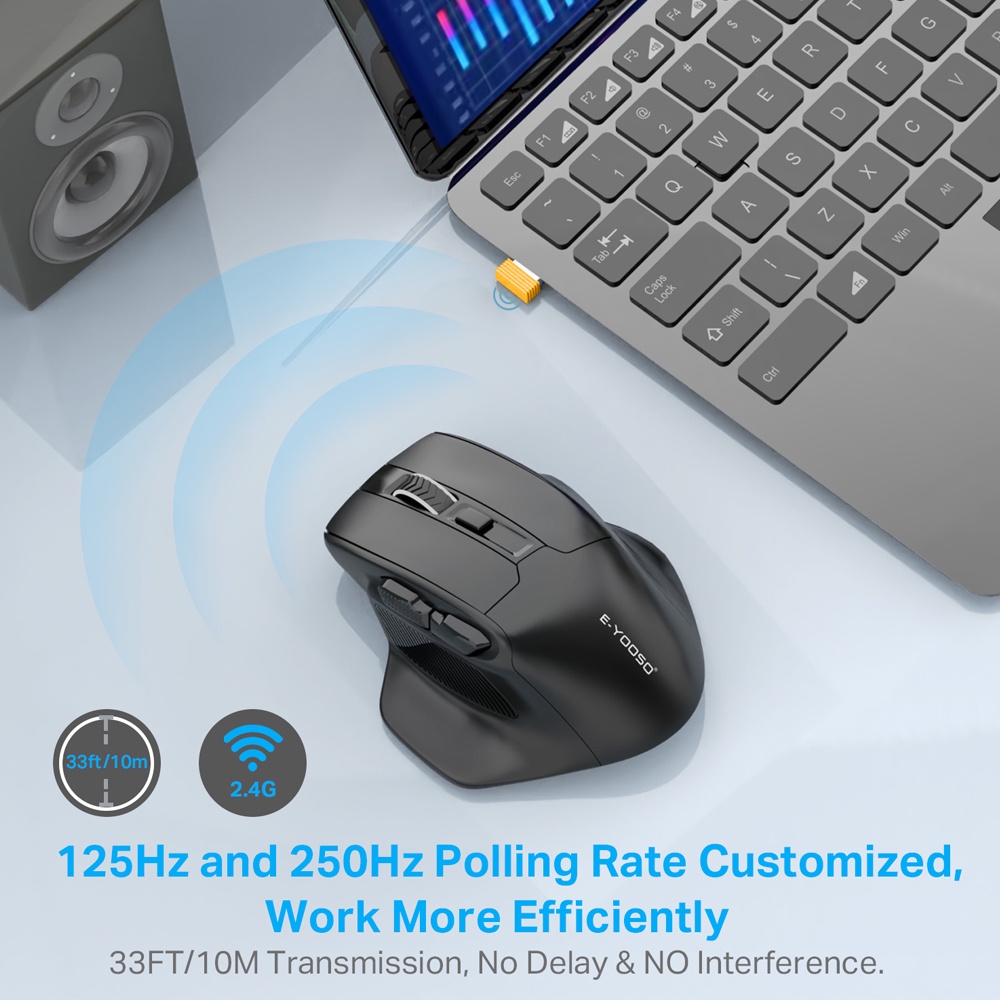 Chuột Gaming E-YOOSO X-31 USB 2.4G Không Dây, 3212 4800 DPI 5 NúT BấM Cho laptop / PC
