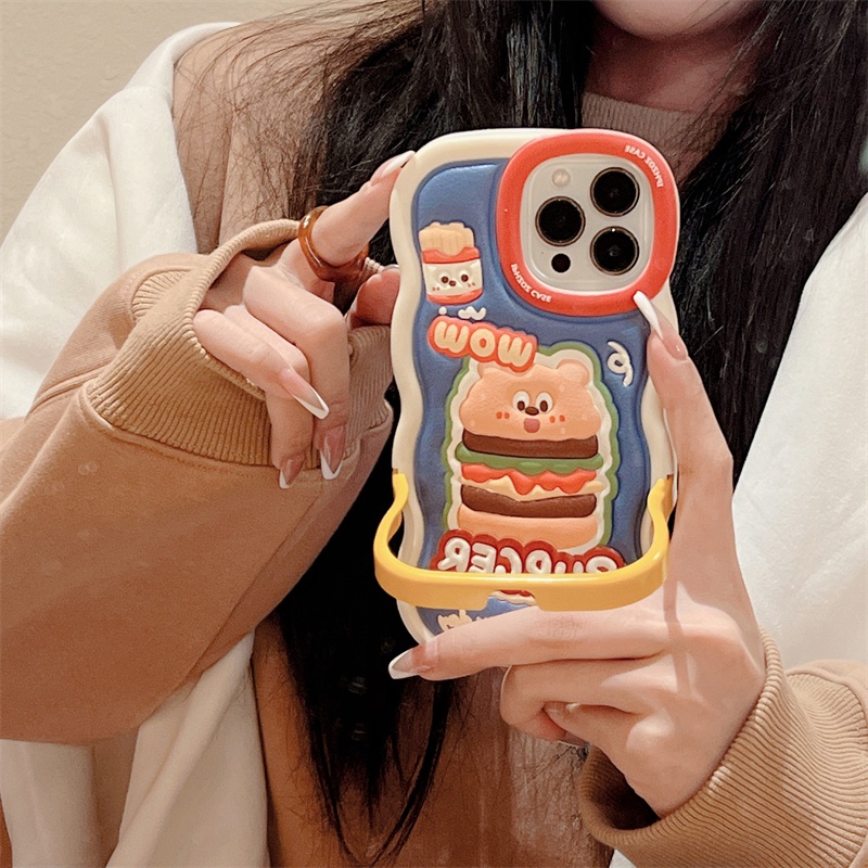 Bao Da Điện Thoại tpu + pu Hình hamburger Cho iphone 15 14 promax 13 pro max 12 11 pro max Ốp