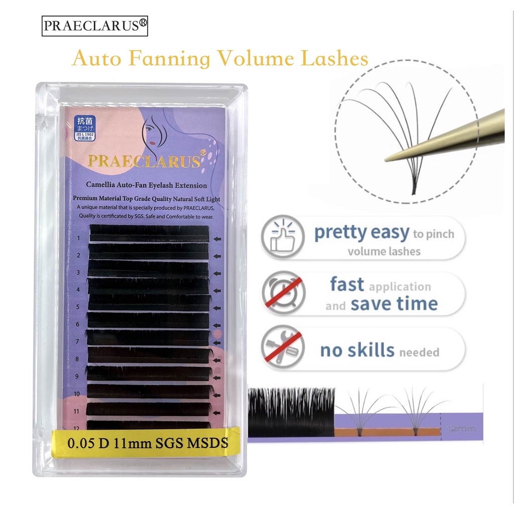 Lông Mi Giả PRAECLARUS 0.05Mm Màu Đen Nhám Tự Nhiên Không Nhòe Dễ Sử Dụng