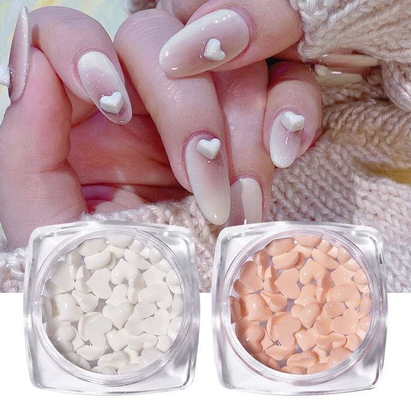 Viên đá 3D UR SUGAR màu trắng hồng trang trí móng tay nghệ thuật