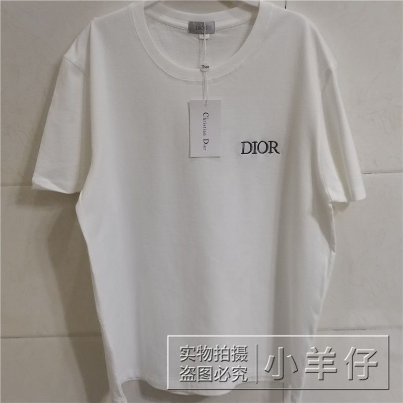 Áo Thun cotton Nguyên Chất Ngắn Tay Thêu Chữ DR + Thẻ Treo Đơn Giản Mùa Hè Cho Cặp Đôi