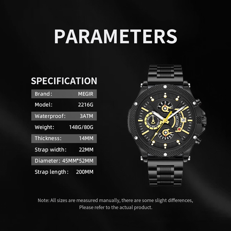 Megir Đồng Hồ Đeo Tay Bằng Thép Không Gỉ Thời Trang Sành Điệu Cho Nam