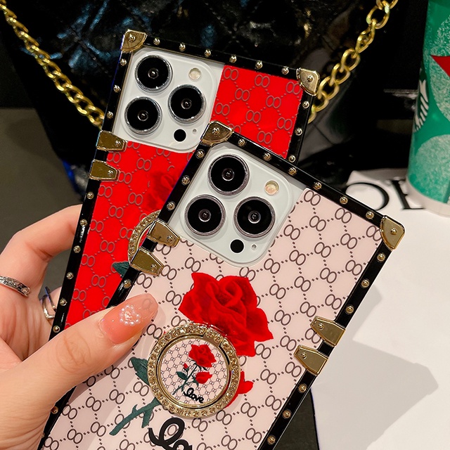 Ốp Điện Thoại Tráng Gương Họa Tiết Hoa Hồng Kèm Giá Đỡ Cho Redmi Note 11 10 9 8 Pro 11S 10S 9S