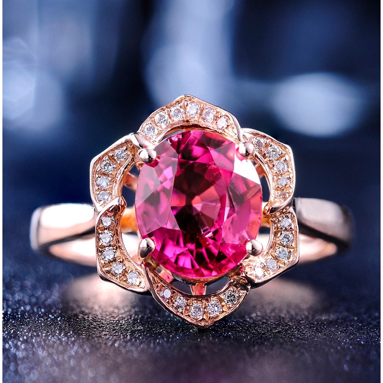 Bộ Nhẫn Mạ Vàng 18K Đính Đá Hồng Ngọc Ruby Tự Nhiên Phong Cách Âu Mỹ Cho Nữ