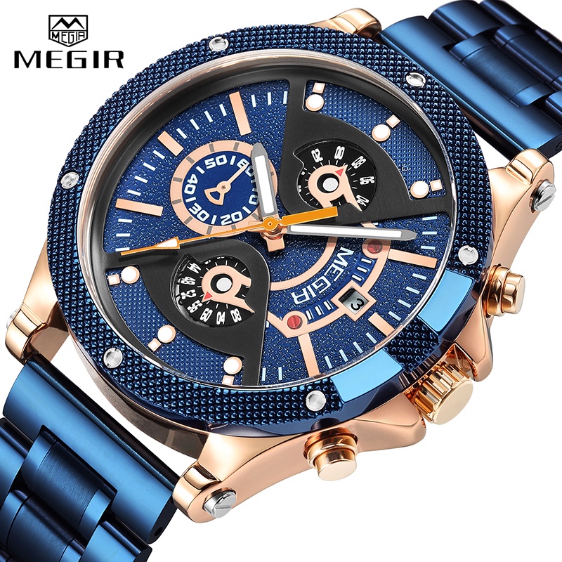 Megir Đồng Hồ Đeo Tay Bằng Thép Không Gỉ Thời Trang Sành Điệu Cho Nam