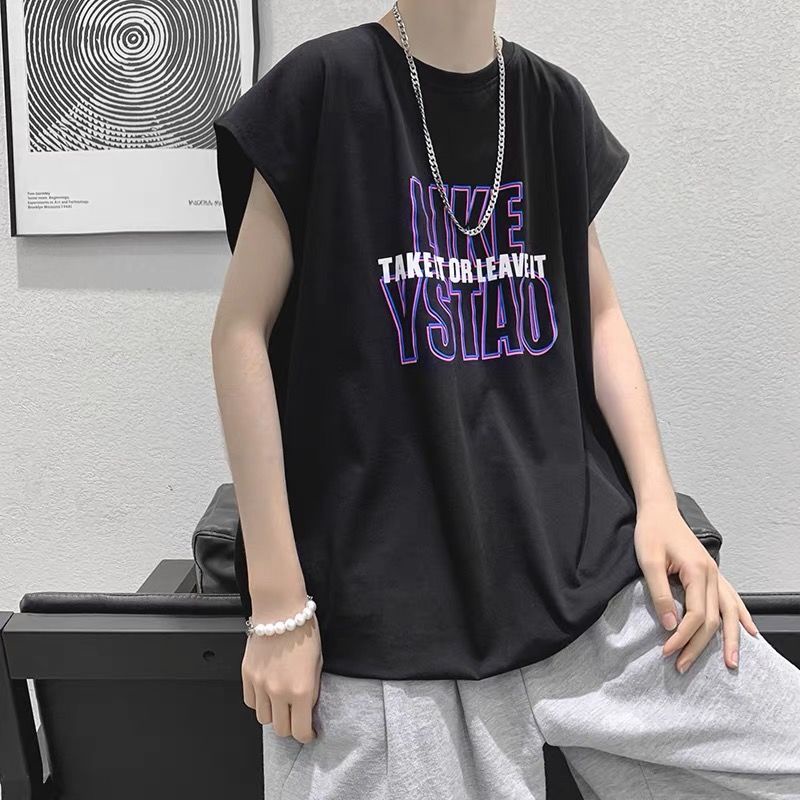 Áo Thun Thể Thao Sát Nách Cổ Tròn Dáng Rộng In Chữ Trẻ Trung Phong Cách Hip-Hop Cho Nam | BigBuy360 - bigbuy360.vn