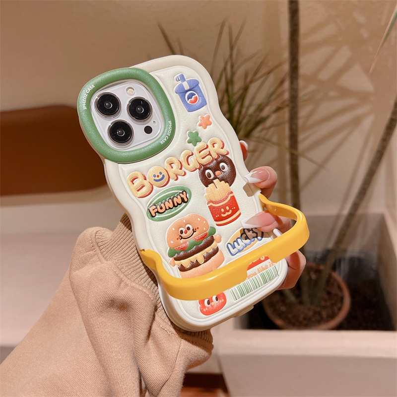 Bao Da Điện Thoại tpu + pu Hình hamburger Cho iphone 15 14 promax 13 pro max 12 11 pro max Ốp
