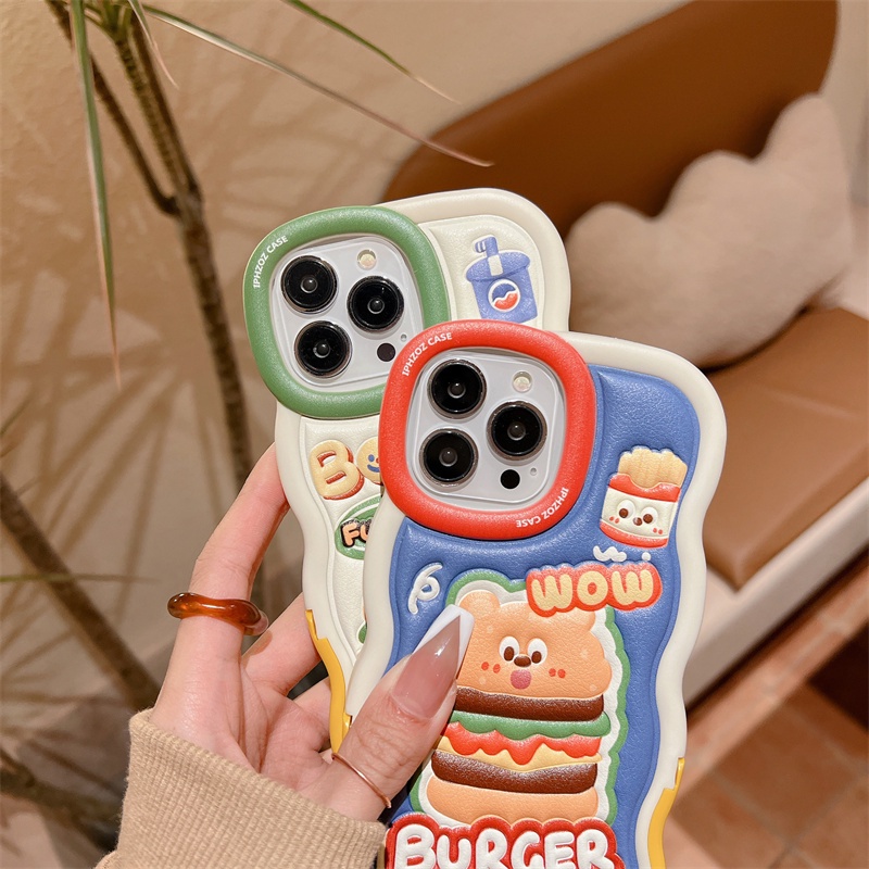 Bao Da Điện Thoại tpu + pu Hình hamburger Cho iphone 15 14 promax 13 pro max 12 11 pro max Ốp